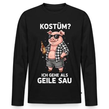 Sow Costume Fun Shirt - Men's Premium Organic Long Sleeve Shirt - black - Front - Nico (187cm)