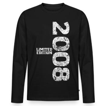 Limited Edition 2008 18th Birthday Gift - Men's Premium Organic Long Sleeve Shirt - black - Front - Nico (187cm)