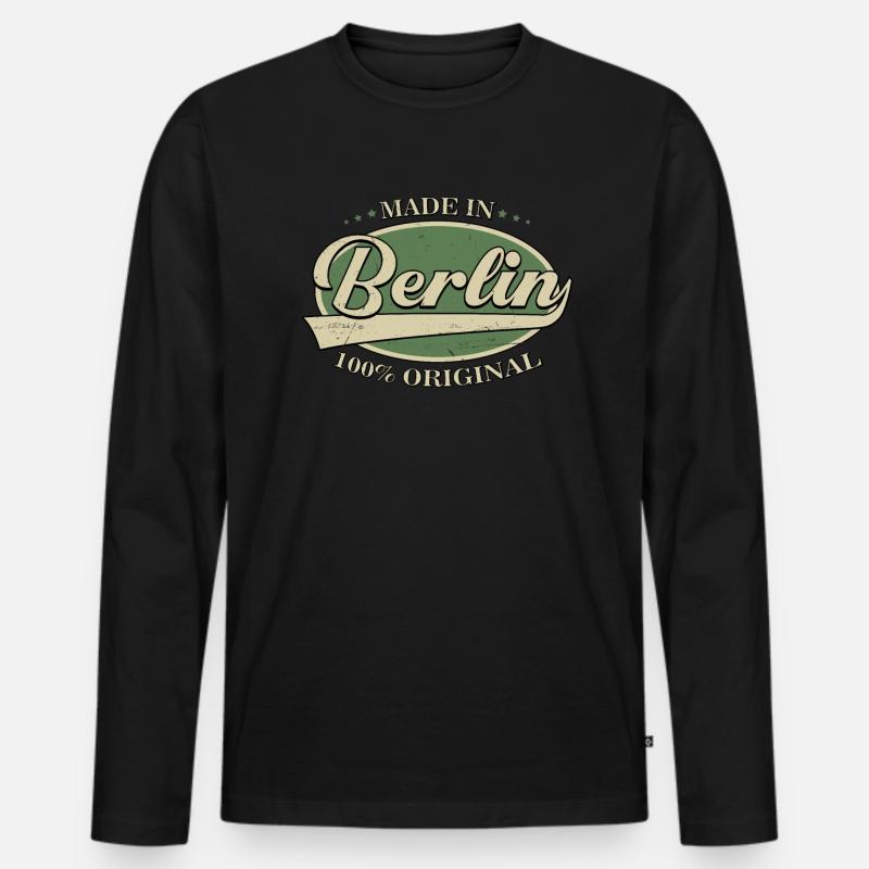 Made In Berlin - Männer Premium Bio Langarmshirt - Schwarz