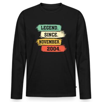 Légende depuis novembre 2004 - T-shirt manches longues Premium bio Homme - noir - Devant - Nico (187cm)