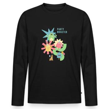 Happy Birthday Party Monster. Geburtstag - Männer Premium Bio Langarmshirt - Schwarz - Vorne - Nico (187cm)