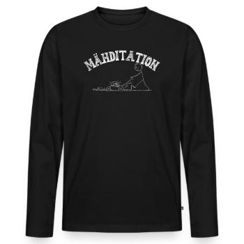 Mähditation - Männer Premium Bio Langarmshirt - Schwarz - Vorne - Nico (187cm)