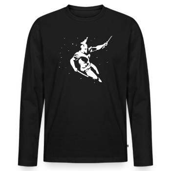 Gladiator T-Shirt - Männer Premium Bio Langarmshirt - Schwarz - Vorne - Nico (187cm)