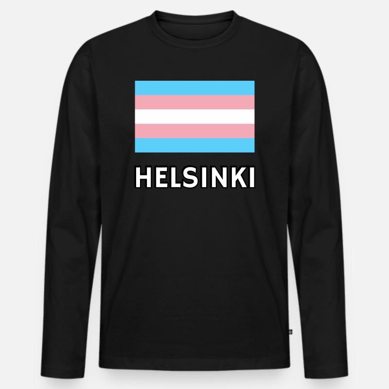 Trans Pride Flagge Helsinki - Männer Premium Bio Langarmshirt - Schwarz