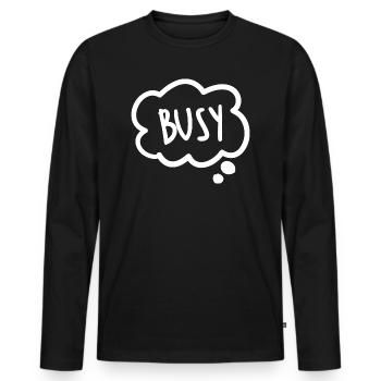 Stickers Busy - Men's Premium Organic Long Sleeve Shirt - black - Front - Nico (187cm)
