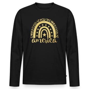 American Dude - T-shirt manches longues Premium bio Homme - noir - Devant - Nico (187cm)