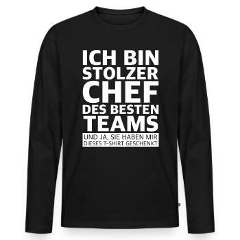 Ich bin stolzer Chef des bestend Teams | Job, Büro - Männer Premium Bio Langarmshirt - Schwarz - Vorne - Nico (187cm)