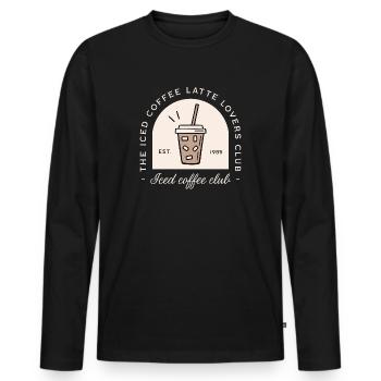 Café glacé iced latte amatrice aesthetic noir - T-shirt manches longues Premium bio Homme - noir - Devant - Nico (187cm)