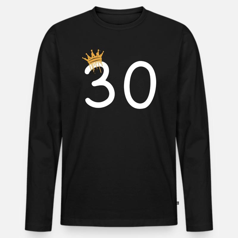 30 - Männer Premium Bio Langarmshirt - Schwarz