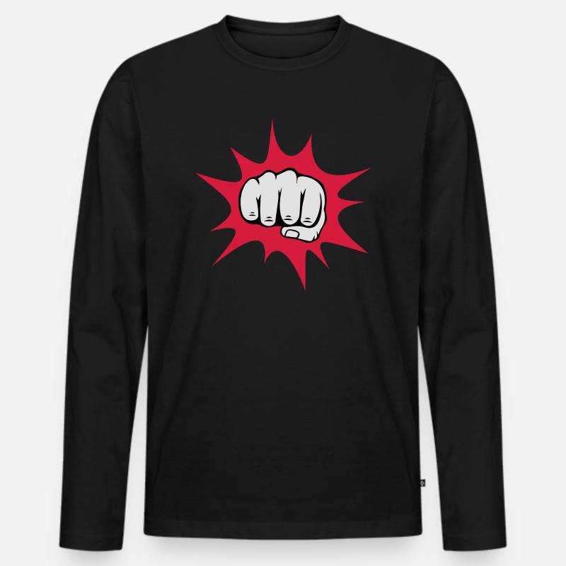 Faust - Männer Premium Bio Langarmshirt - Schwarz