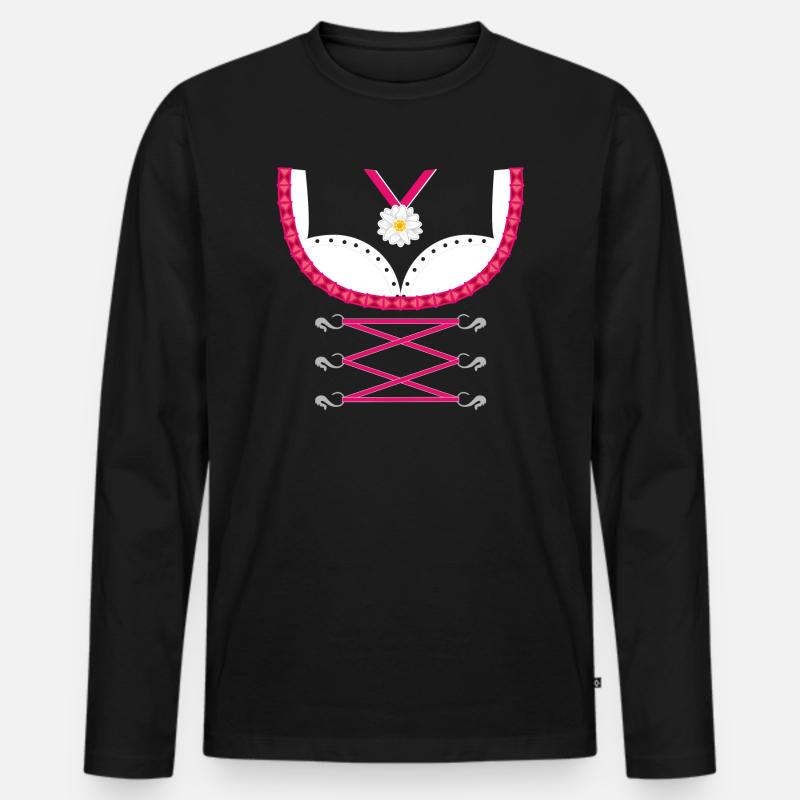 Dirndl Pink - Männer Premium Bio Langarmshirt - Schwarz