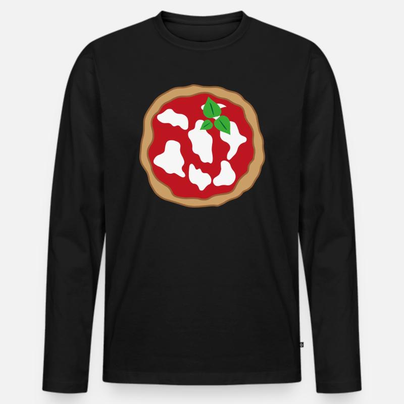 Pizza - Männer Premium Bio Langarmshirt - Schwarz