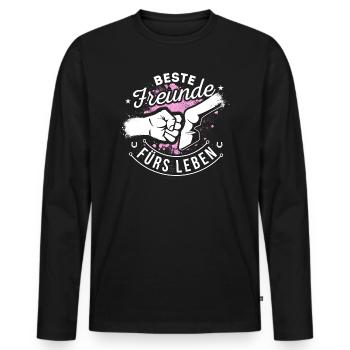 Pferd Pferde Reiten Beste Freunde - Männer Premium Bio Langarmshirt - Schwarz - Vorne - Nico (187cm)