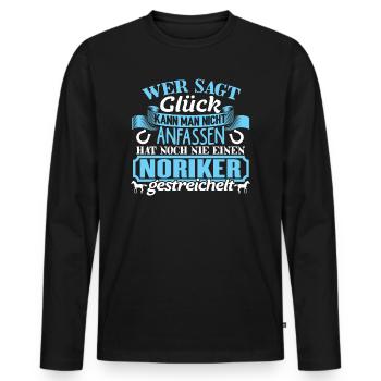 NORIKER - Glück zum anfassen - Männer Premium Bio Langarmshirt - Schwarz - Vorne - Nico (187cm)