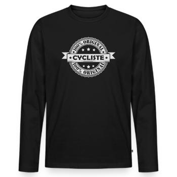 T-shirt Bike / Velo / Mountain Bike - Cyclist 100% Original - Men's Premium Organic Long Sleeve Shirt - black - Front - Nico (187cm)