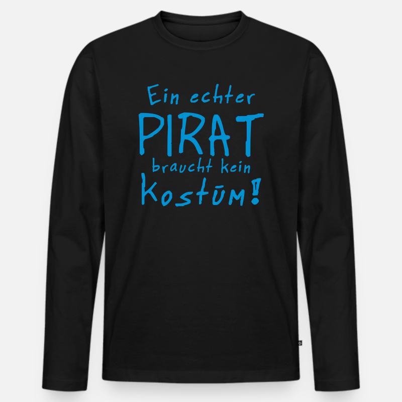 ein echter pirat kostüm - Männer Premium Bio Langarmshirt - Schwarz
