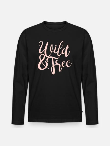 Wild and Free - Men's Premium Organic Long Sleeve Shirt - black