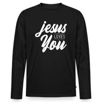 Proverbes chrétiens - T-shirt manches longues Premium bio Homme - noir - Devant - Nico (187cm)