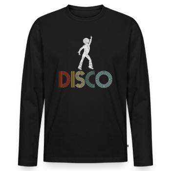 Disco 70er Jahre Retro Dancer - Männer Premium Bio Langarmshirt - Schwarz - Vorne - Nico (187cm)