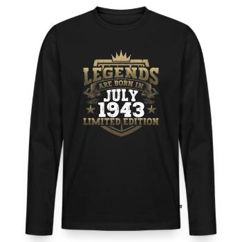 Légende Juillet 1943 79ème Anniversaire Cadeau Hommes - T-shirt manches longues Premium bio Homme - noir - Devant - Nico (187cm)