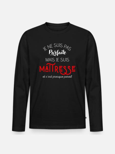 Pas parfaite mais maîtresse - T-shirt manches longues Premium bio Homme - noir