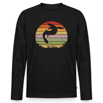 Mosasaurus Retro Vintage Dino - Männer Premium Bio Langarmshirt - Schwarz - Vorne - Nico (187cm)