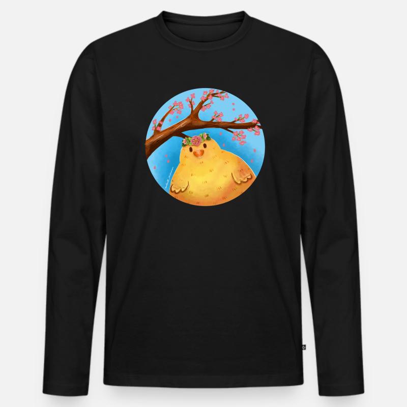 Frühlings Küken - Männer Premium Bio Langarmshirt - Schwarz