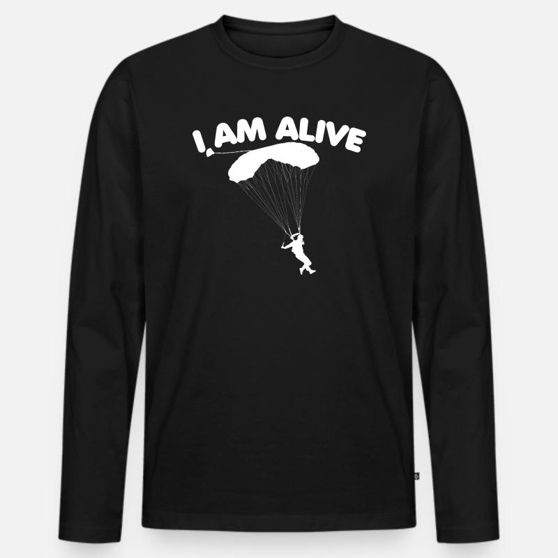 Skydiving Parachuting Skydive Skydiver - Männer Premium Bio Langarmshirt - Schwarz