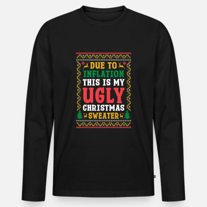 hässliche Weihnachtspullover - Inflation - Männer Premium Bio Langarmshirt - Schwarz