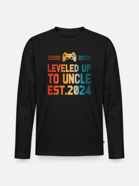 Level Unlocked First Time Uncle steg i niveau 2024 - Premium økologisk langærmet T-shirt til mænd - sort