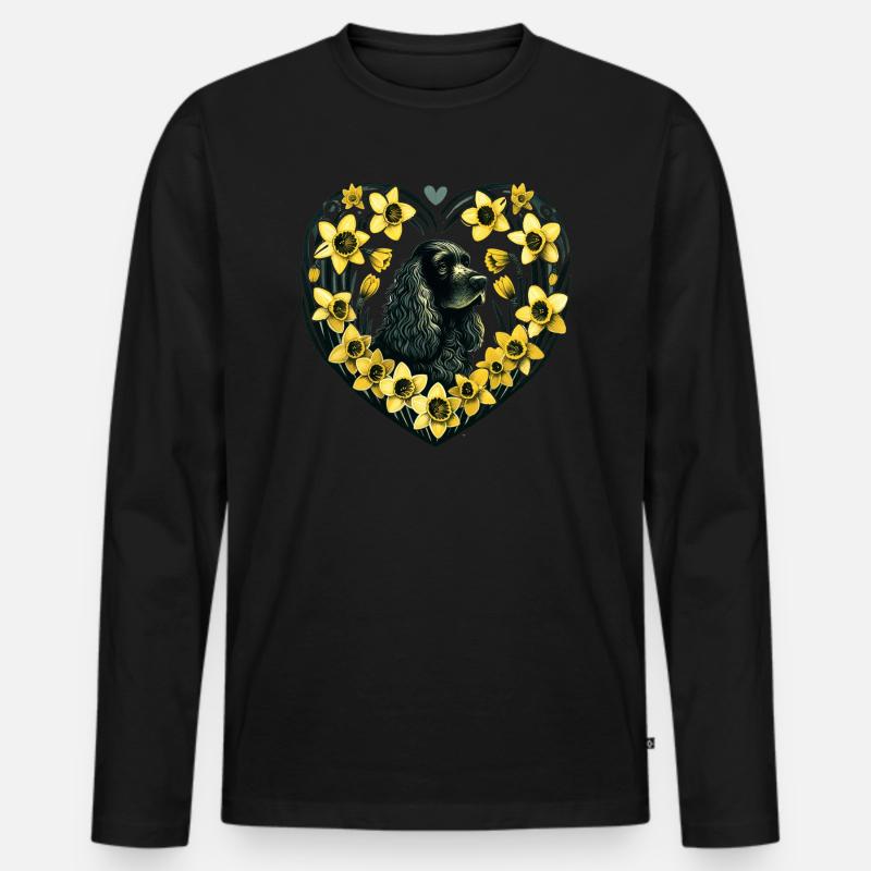Schwarzer Cocker Spaniel - Männer Premium Bio Langarmshirt - Schwarz