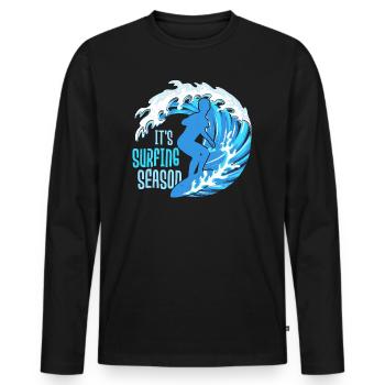 C’est la saison de surf Planche de surf Surfer Été - T-shirt manches longues Premium bio Homme - noir - Devant - Nico (187cm)