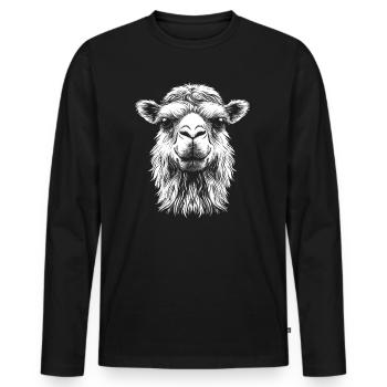 Camel Portrait Dromedary Bactrian Animals Animal - Men's Premium Organic Long Sleeve Shirt - black - Front - Nico (187cm)