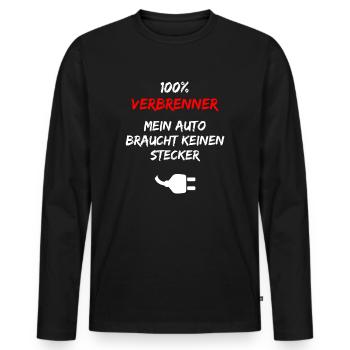 100% VERBRENNER Mein Auto Braucht Keinen Stecker - Männer Premium Bio Langarmshirt - Schwarz - Vorne - Nico (187cm)