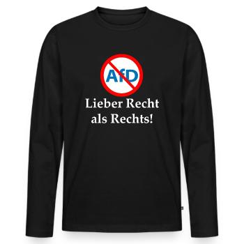 Gegen AfD! Recht statt Rechts - Männer Premium Bio Langarmshirt - Schwarz - Vorne - Nico (187cm)