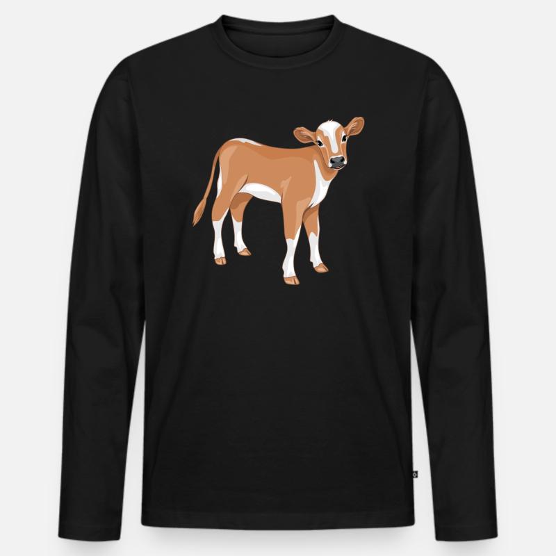 Süßes Kalb - Männer Premium Bio Langarmshirt - Schwarz