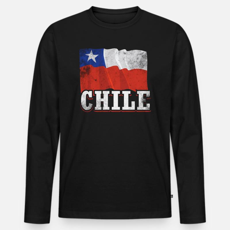 Chile Flagge - Männer Premium Bio Langarmshirt - Schwarz
