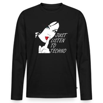 Techno-Girl Design Techno Music Rave Outfit - Männer Premium Bio Langarmshirt - Schwarz - Vorne - Nico (187cm)