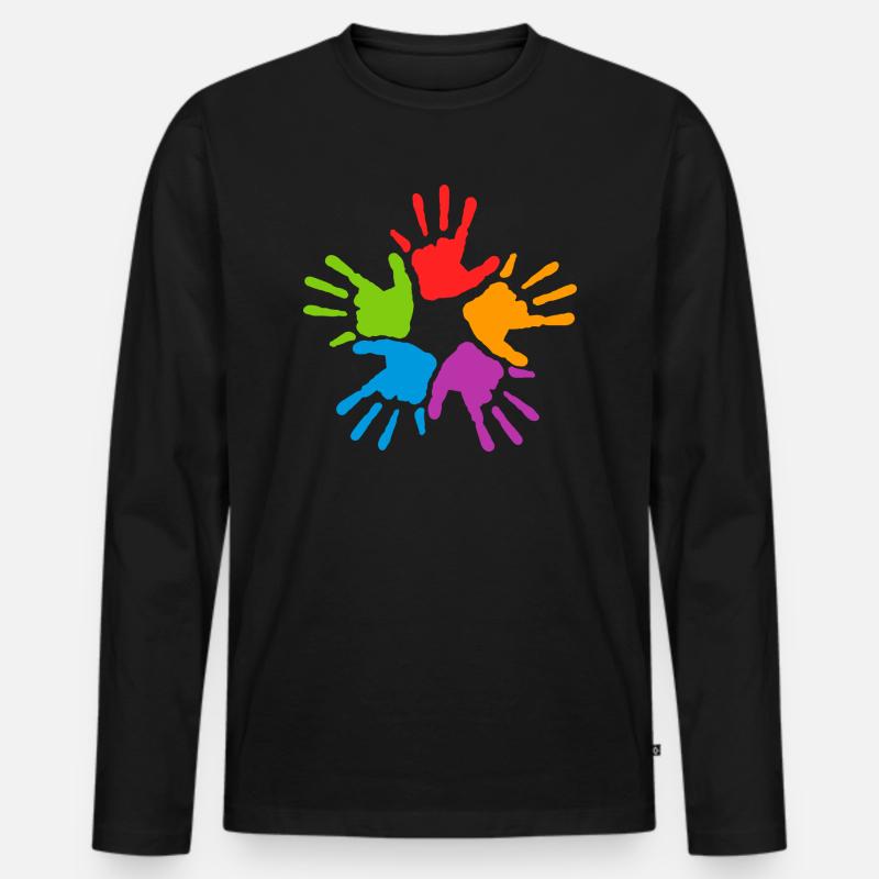 Regenbogen Händs - Männer Premium Bio Langarmshirt - Schwarz