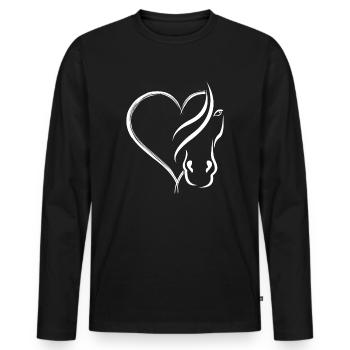 Pferdekopf mit Herz - Männer Premium Bio Langarmshirt - Schwarz - Vorne - Nico (187cm)