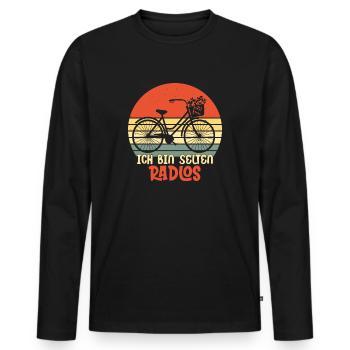Ich bin selten Radlos lustiges Wortspiel Fahrrad - Männer Premium Bio Langarmshirt - Schwarz - Vorne - Nico (187cm)