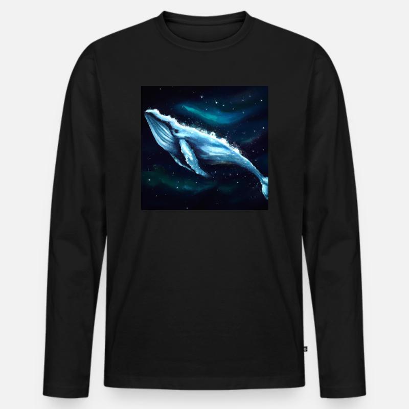 Wal schwebt im Weltraum - Männer Premium Bio Langarmshirt - Schwarz