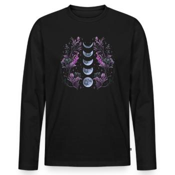Dunkle Mondphasen - Männer Premium Bio Langarmshirt - Schwarz - Vorne - Nico (187cm)