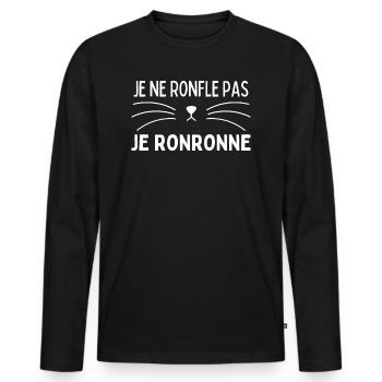 Je Ne Ronfle Pas Je Ronronne Chat Ronflement Drôle - T-shirt manches longues Premium bio Homme - noir - Devant - Nico (187cm)