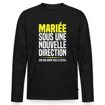 Future Mariée Femme Enterrement Vie Fille Mariage - T-shirt manches longues Premium bio Homme - noir - Devant - Nico (187cm)