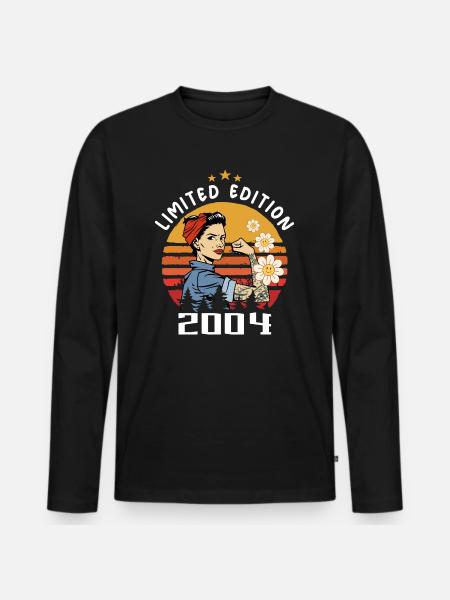 Retro Birth Year 2004 Vintage Birthday 2004 - Men's Premium Organic Long Sleeve Shirt - black