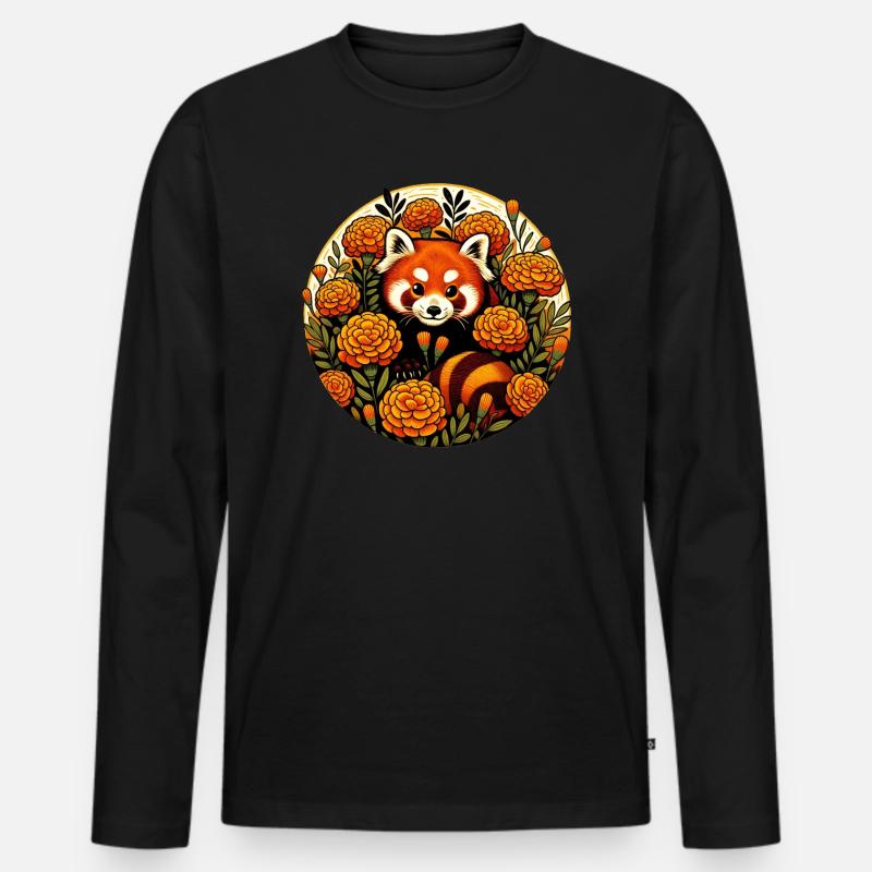 Kleiner Panda - Männer Premium Bio Langarmshirt - Schwarz