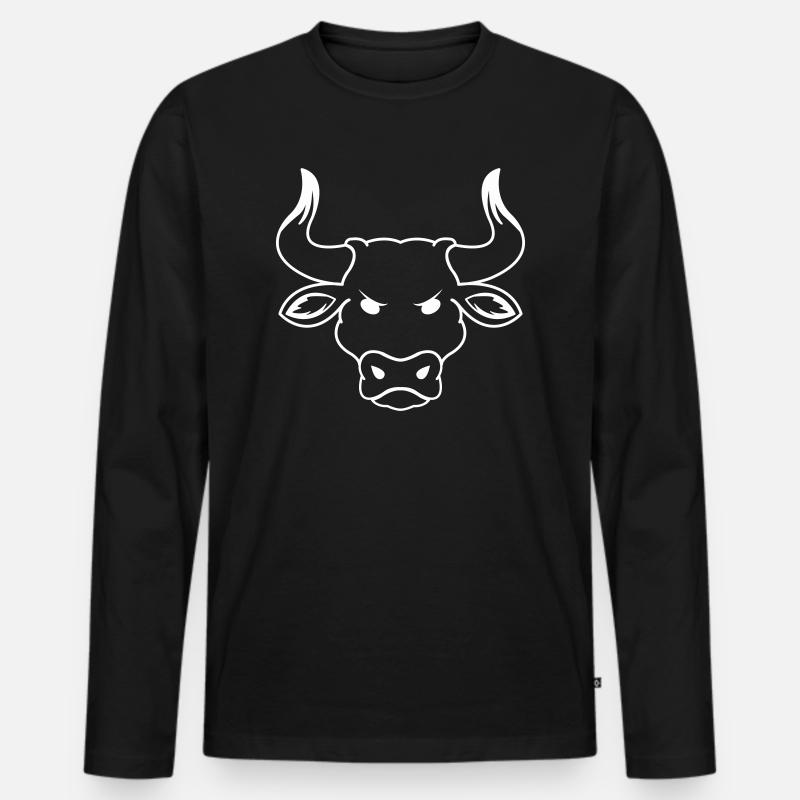 stier - Männer Premium Bio Langarmshirt - Schwarz