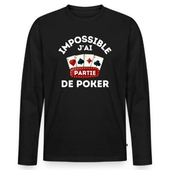 Partie de poker - T-shirt manches longues Premium bio Homme - noir - Devant - Nico (187cm)
