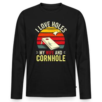 Humor Mann Ehemann Cornhole Spieler - Männer Premium Bio Langarmshirt - Schwarz - Vorne - Nico (187cm)